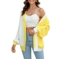 thumbnail image 2 of ZAXARRA Cardigan en Tricot pour Femmes Manches Longues Ouvert devant Contraste Couleur Automne Veste Slim Décontractée, 2 of 9