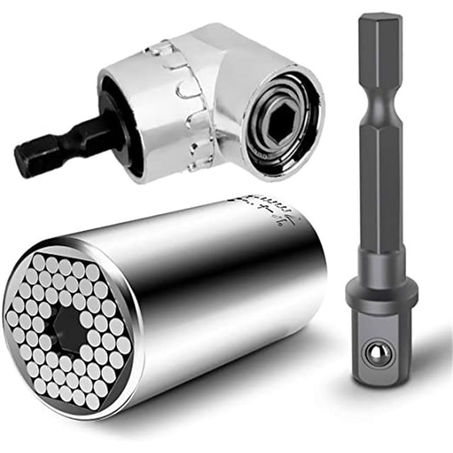 Llave de tubo Llave universal Tuerca universal Llave de tubo universal Herramientas manuales multifunción 7-19 mm con destornillador de 105 ° Adaptador de fijación Adaptador Herramientas de reparación JM