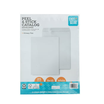 Pen+Gear Privacy Tint Peel & Stick Catalog Envelopes, White, 9" x 12", 6 Count