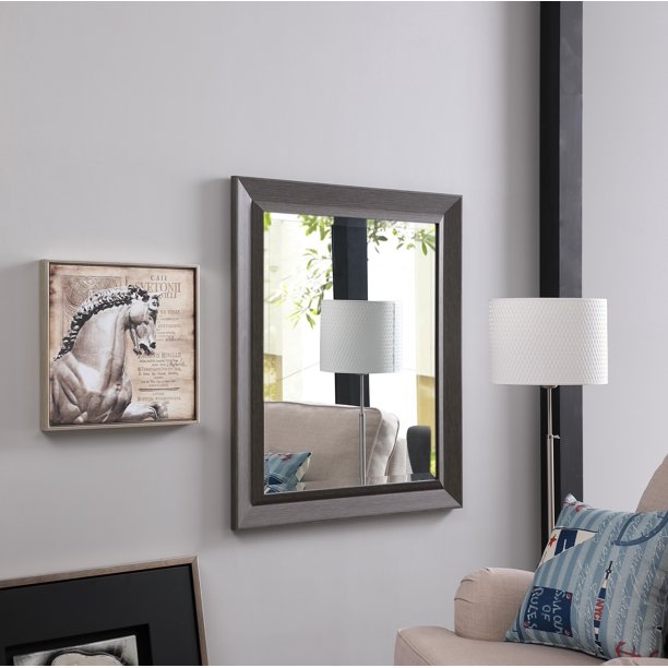 Framed Bevel Wall Mirror Espresso 36" x 30" by Naomi Home