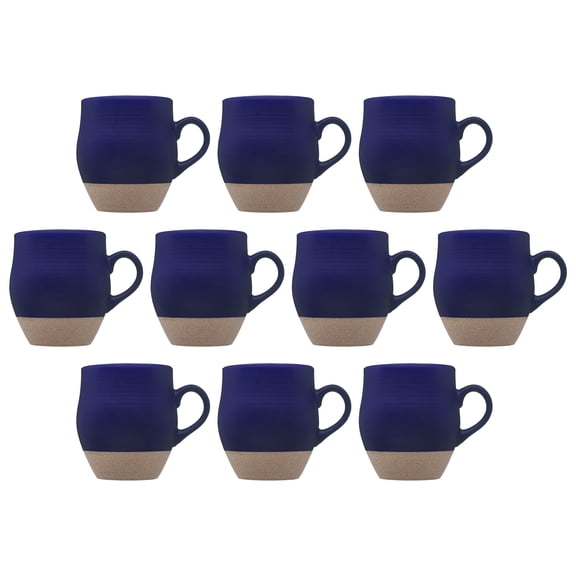 10 Admiral Ceramic Mugs Set, 16 oz. - Stoneware, Drinkware, Coffee, C-handle - Cobalt Blue