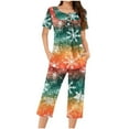 thumbnail image 2 of Wowcloth Woman's Casual Lounge Set, Relaxed Fit with Christmas Print, Short-Sleeve Button-Up Top and Capri Pants for Home and Holiday, 2 of 6