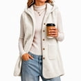 thumbnail image 3 of Auralook Women's Fleece Vest Outerwear Sleeveless Lightweight Button Hooded Jackets Warm Soft Vests with Pockets, 3 of 7