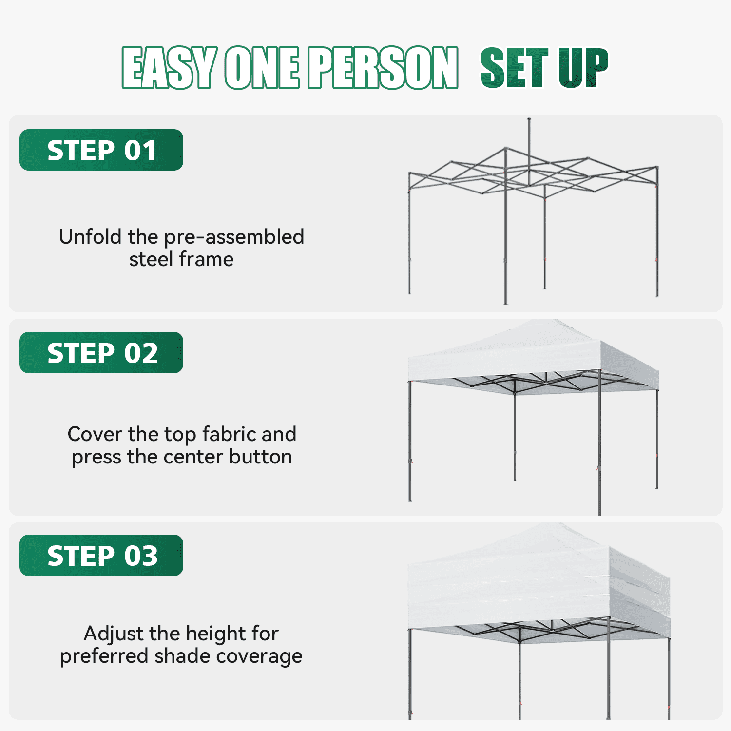 Dateyes 10x10FT Pop Up Canopy, Outdoor Canopy Tent with Carry Bag, Easy Setup Portable Instant Canopy with 4 Sandbags and 8 Stakes for Outdoor Events, Parties, Beach, Backyard, Lawn, White