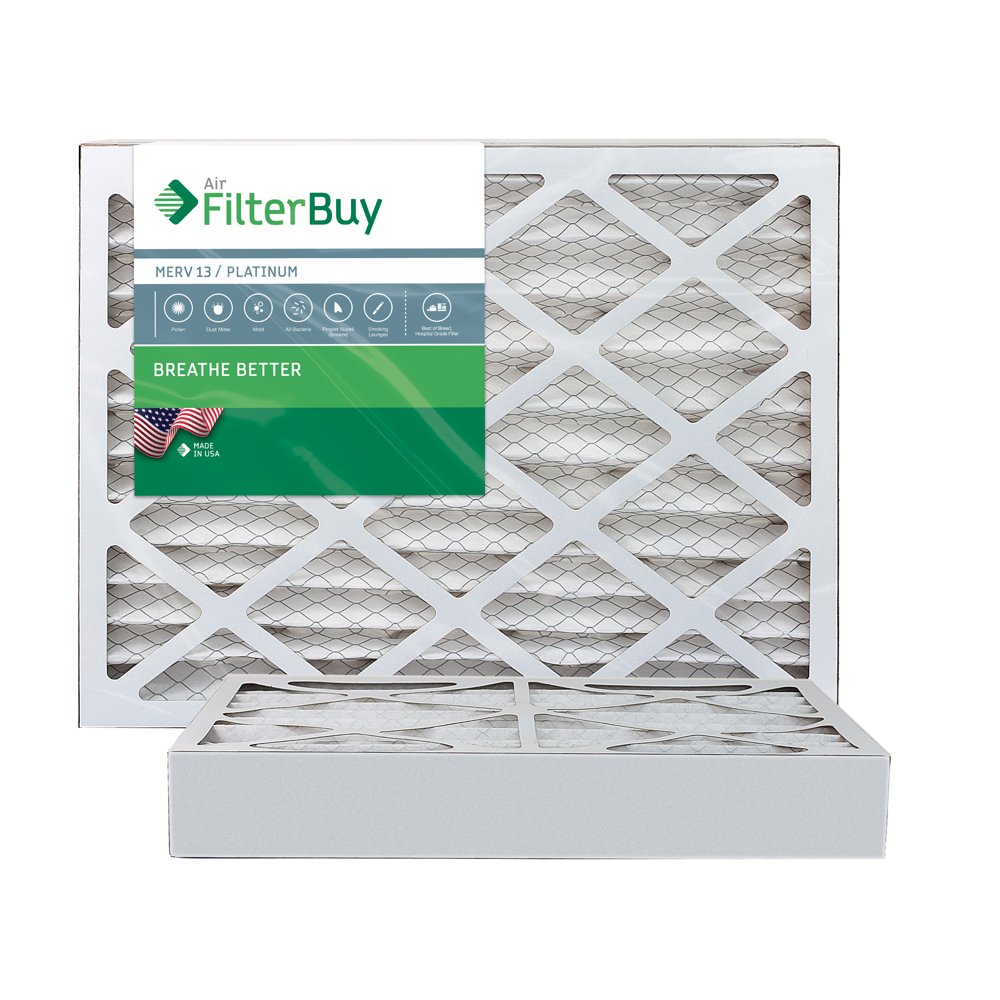FilterBuy 16x25x4 MERV 13 Pleated AC Furnace Air Filter, (Pack of 2