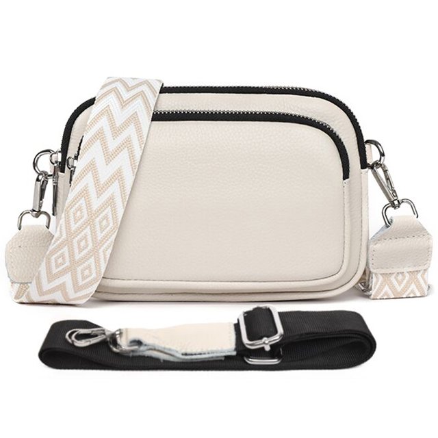 Bolso Bandolera para Mujer Elegante Gran Capacidad Cuero Genuino Correa Ancha Ajustable Monedero Con 2 Correas