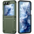 thumbnail image 2 of Rizz Case and Belt Clip Combo for Samsung Galaxy Z Flip 6 Phone, Nakedcellphone Rugged Hybrid Cover [with Hidden Hinge Panel Protection] and Rotating Holster Holder for Z Flip6  - Olive Green, 2 of 10