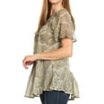 thumbnail image 3 of Sakkas Marzia Women's Loose Fit Short Sleeve Casual Tie Dye Batik Blouse Top Tunic - 19204-Olive - One Size, 3 of 5