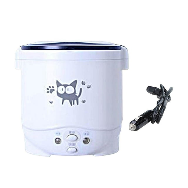 Small 1L Electric Rice Cooker Porridge Multifunction for Heating Lunch Travel Car 12V