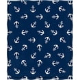 thumbnail image 2 of Nautical Anchor Blanket Gifts for Women Girls Boys, Ocean Themed Navy Anchors Decoration for Home Bedroom Living Room Dorm Office, Soft Warm Lightweight Throw Blankets Dark Blue 50"x60", 2 of 5
