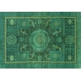 thumbnail image 1 of Ahgly Company Machine Washable Indoor Rectangle Abstract Turquoise Blue Modern Area Rugs, 4' x 6', 1 of 4