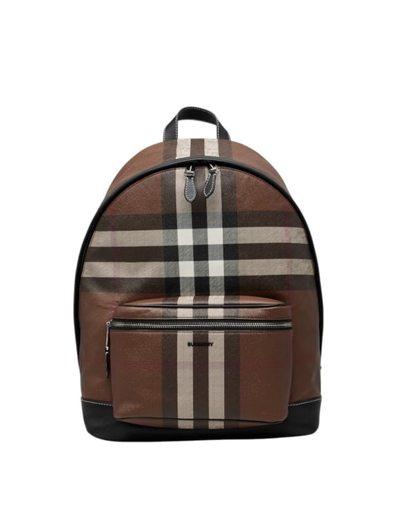 Pre-Owned Burberry Nova Check Backpack, Brown Leather, Women's.