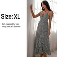 thumbnail image 2 of Vestido casual con cuello en V profundo para mujer, vestido largo con estampado floral sin espalda y abertura para fiesta en la playa, negro, XL, 2 of 6