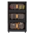 thumbnail image 2 of 20" Folding Storage Cabinet with Wheels, 3-Tier Collapsible Plastic Organizer with Magnetic Door, Portable Utility Storage Rack, Black, 2 of 8