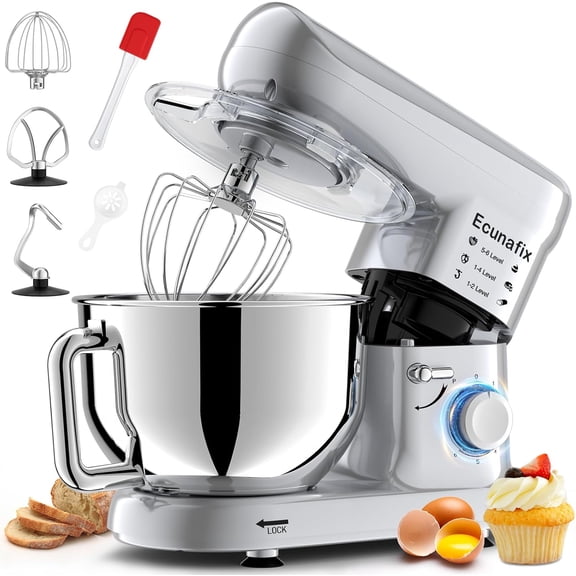 Kitchen Stand Mixer, 6.5Qt Household Stand Mixers, 660W 6 P Speed Tilt-Head Electric Dough Mixer, Food Mixers for Daily Use with Dough Hooks, Whisk, Beater