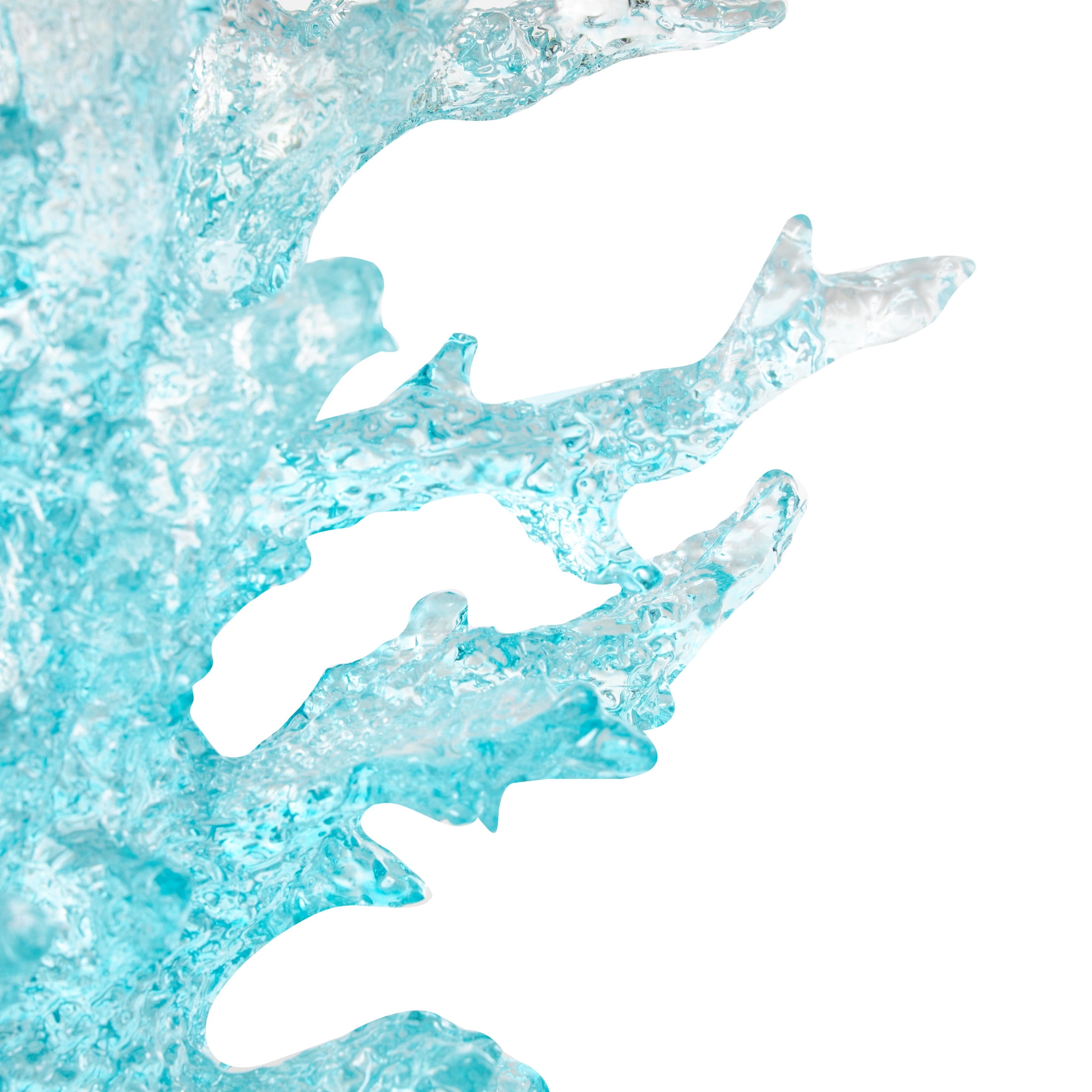 8" x 11" Blue Glass Ombre Coral Sculpture with Clear Square Base, by DecMode