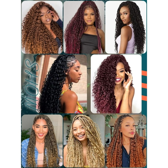 FGERFE-Deep Wave Crochet Hair for Black Women 16 Inch Curly Braiding Hair for Boho Braids Curls 100g/Bundles Ocean Wave Braiding Hair Extensions Two Bundles Micro Braiding Hair No Weft, Natural Black