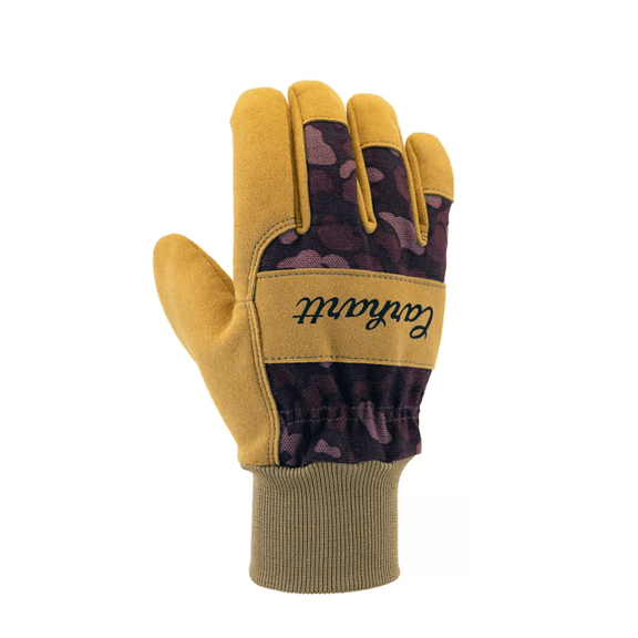 Carhartt WA696S -DPWCAM 1 Pair Suede Work Gloves, Deep Wine Camo, Small