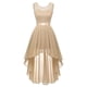thumbnail image 3 of VISgogo, vestido de fiesta de noche para mujer, vestido acampanado de encaje de retazos, vestido de gasa con gran oscilación, vestido de verano con cmangas, vestido con dobladillo irregular VISgogo moda, 3 of 9