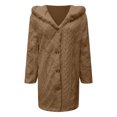 thumbnail image 4 of larppty Fleece Jacket for Women Winter Warm Button Down Hooded Coat Casual Soft Lightweight Fall Teddy Outerwear Fuzzy Coats (Coffee, 5XL), 4 of 5
