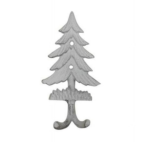 Handcrafted Model Ships K-9919-w 6.5 x 1.5 x 4 in. Whitewashed Cast Iron Pine Tree Decorative Metal Wall Hooks