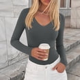 thumbnail image 5 of NominalSnug Long Sleeve Shirts for Women V Neck T Shirts Stretchy Plain Basic Tee Loose Fit Soft Fall Tops, 5 of 8