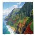 thumbnail image 3 of Ambesonne Hawaii Shower Curtain, Na Pali Coast Kauai Sea, 69"Wx70"L, Green Redwood Blue, 3 of 5