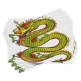 thumbnail image 1 of Ambesonne Dragon Place Mats Set of 4, Retro Folk Myth, Standard Size, Lime Green Marigold Red, 1 of 6