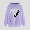 thumbnail image 2 of XPMWRP Women's Heart Graphic Print Hoodies Loose Drawstring Sweatshirt Casual Sweaters Funny Long Sleeve Winter Oversized Pullover Tops With Pocket Purple M, 2 of 5