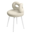 thumbnail image 3 of Happydeer Vanity Stool with Bowknot Backrest Makeup Chair Non-slip Foot Pads Armless Dressing Chair Side Table Seat for Living Room Women Girls Bedroom (White), 3 of 9