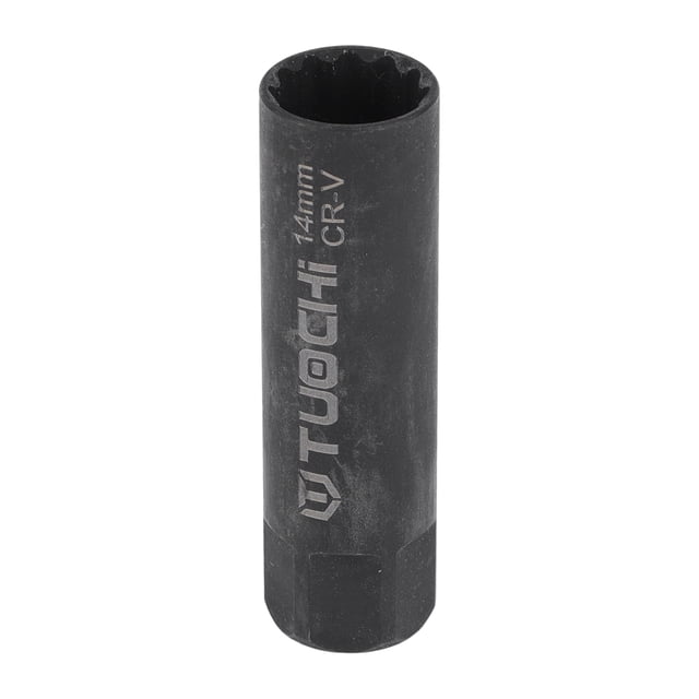 Socket de impacto para bujía Unique Bargains de 63mm para reparación de automóvil, motocicleta, dirtbike, herramienta de hardware CR-V negra duradera de 12 puntos 14mm 3/8 pulgadas