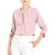 thumbnail image 1 of CURVOSPORT Camisa Elegante para Mujeres, Top de Oficina con Abertura en el Cuello, Frontal Plisado, Manga 3/4, Blusa de Chifón 3XL Rosa, 1 of 7