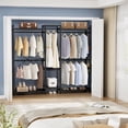 thumbnail image 2 of Homieasy Bamboo Closet System Clothes Rack, Large Freestanding Garment Rack Clothing Rack for Hanging Clothes with 7 Storage Shelves and 5 Rods, Open Wardrobe Organizer with 4 Hooks, Black, 2 of 7