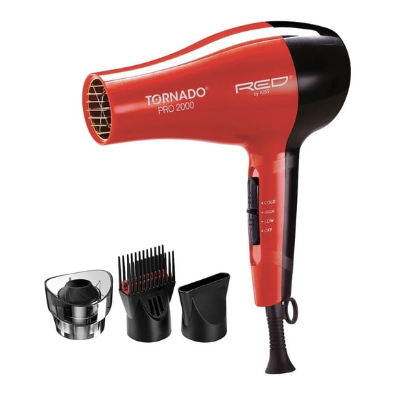 Red by Kiss Jet Blower Cordless Barber Air Duster, High-Speed 110,000 RPM Motor, USB-C Rechargeable, Lightweight & Portable Multi-Use Cleaner with Nozzle Attachments
