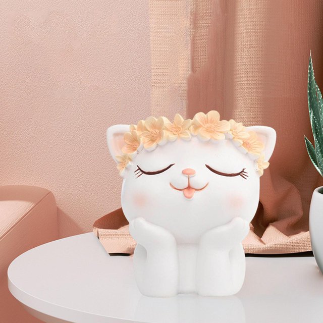 Jarrón de mesa de estilo nórdico para interiores y exteriore orificio de drenaje Arreglo floral de bonsái Portalápices de resina para la , gato Colco florero