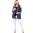 thumbnail image 3 of Unique Bargains Women's Plus Size Long Sleeve Mixed Striped Cardigan, 3 of 6