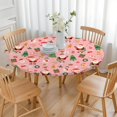 thumbnail image 3 of Pink Christmas Santa Pattern Round Fitted Tablecloth with Elastic Edge,Dining Table Cover Waterproof,Outdoor Round Tablecloth for Camping,Dining,Indoor and Outdoor, 3 of 7