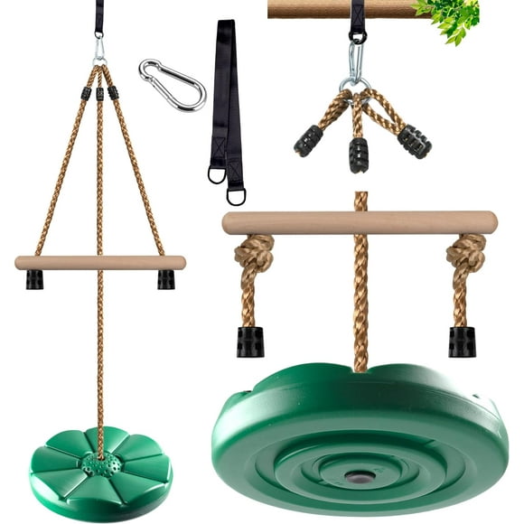 Disc Swing for Kids, Swing Set Accessories, 7FT Height Adjustable Gym Monkey Bars, Tree Swing for Backyard, Outdoor Play Equipment - Green
