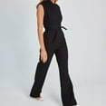 thumbnail image 4 of Wycnly Womens Jumpsuits Plus Size Empire Waist Business Long Jumpsuits Overalls Trendy Solid V-Neck Sleeveless Maxi Summer Rompers Black xl, 4 of 6