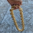 thumbnail image 2 of Huge Mens 14k Gold Plated Chain Hollow Rope 30MM Wide x 30" Inch Hip Hop Dookie Big Rapper Necklace, 2 of 9