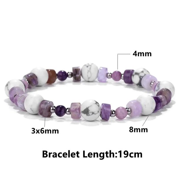 Pulsera de cuentas de piedra de cuarzo para hombres y mujeres, brazalete de amatista Natural, energía púrpura, piedra curativa, joyería elástica para terapia de salud