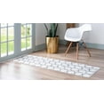 thumbnail image 3 of Unique Loom Dots Matrix Trellis Rug White/Gray 3' x 10' Runner Geometric Coastal Perfect For Bathroom Hallway Mud Room Laundry Room, 3 of 4