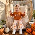 thumbnail image 6 of Linfrsh Fall Outfits for Toddler Girls Halloween Toddler Baby Girl Outfit Fall Clothes Ruffle Long Sleeve Sweatshirt Pullover Tops and Elastic Waist Bell Bottom Pants Set, 6 of 9