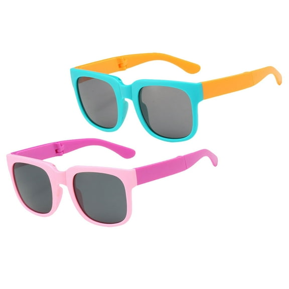 BESTYASH 2 Pairs Kids Sunglasses Blue with Orange Legs Eye Protection Parties