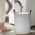 thumbnail image 4 of Lsque Silver Mosaic pattern Laundry Hamper Basket, Tall Woven Rope Hamper Basket for Clothes, Lightweight Storage Basket, Collapsible Waterproof-Medium, 4 of 8