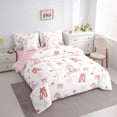 thumbnail image 3 of jejeloiu Cartoon Ballet Shoe 7-Piece Bedding Comforter Set,Cute Kawaii Bowknot Pattern King Bedding Sets For Kids Reversible, 3 of 8
