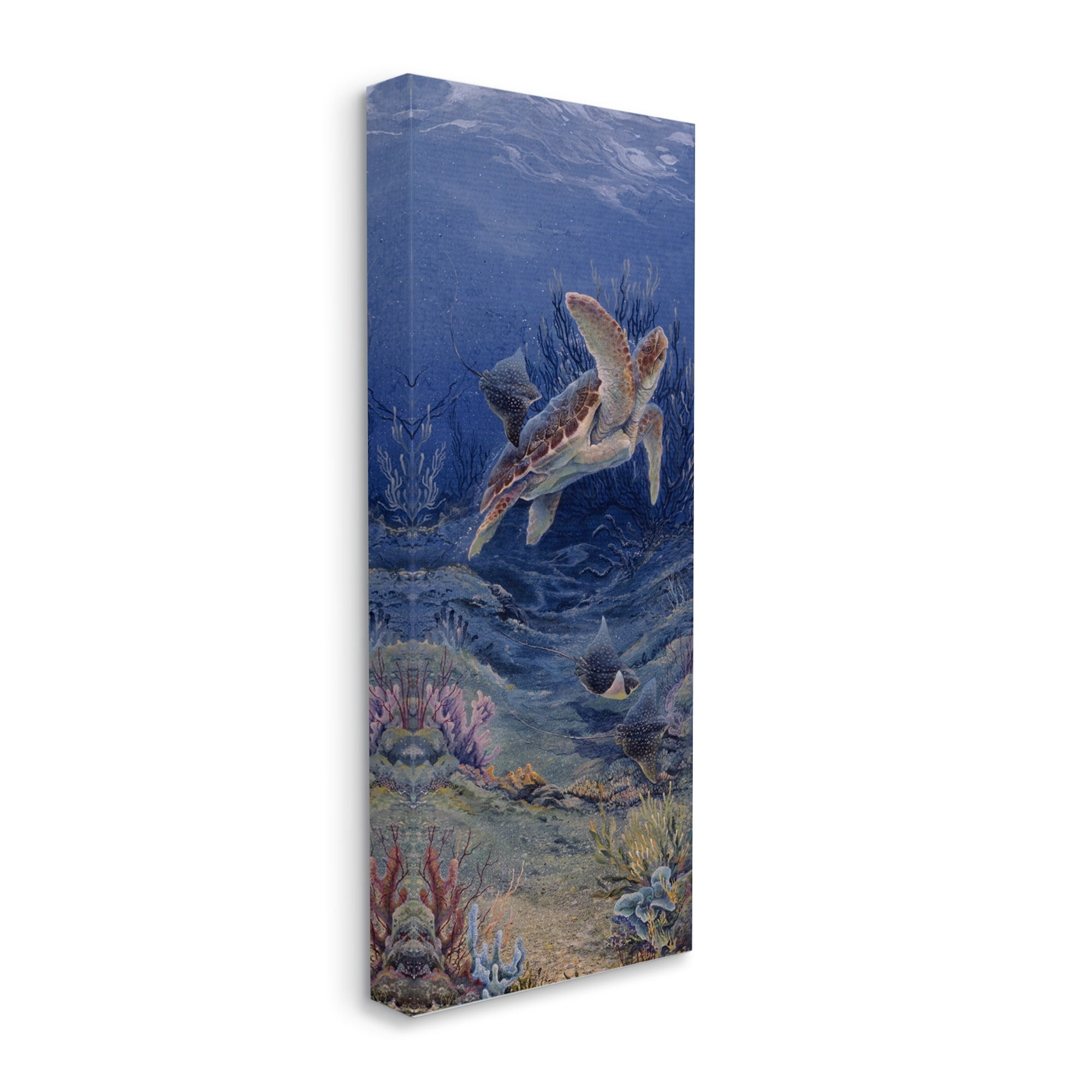 Stupell Industries Playful Underwater Turtles Coastal Painting Gallery Wrapped Canvas Print Wall Art