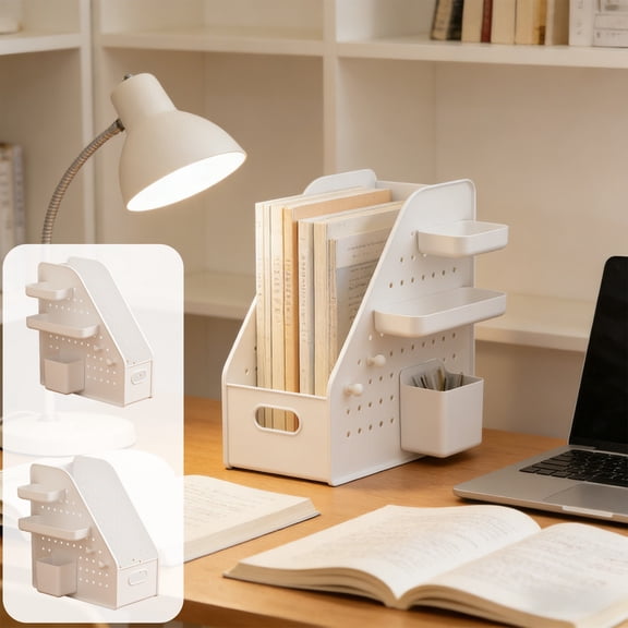 Yhmxh Desktop Organizer Shelf Stationery Organizer with Pen Holder Office Desktop Storage Rack Combinable Organization and Storage, Desk Document Storage Basket for Desk, Office, Countertop, Dorm