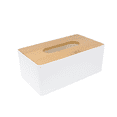 thumbnail image 1 of Juego de 2 Cajas para Pañuelos Rectangular Blanco con Tapa de Bambú Ideen Rectangular Blanca, 1 of 4