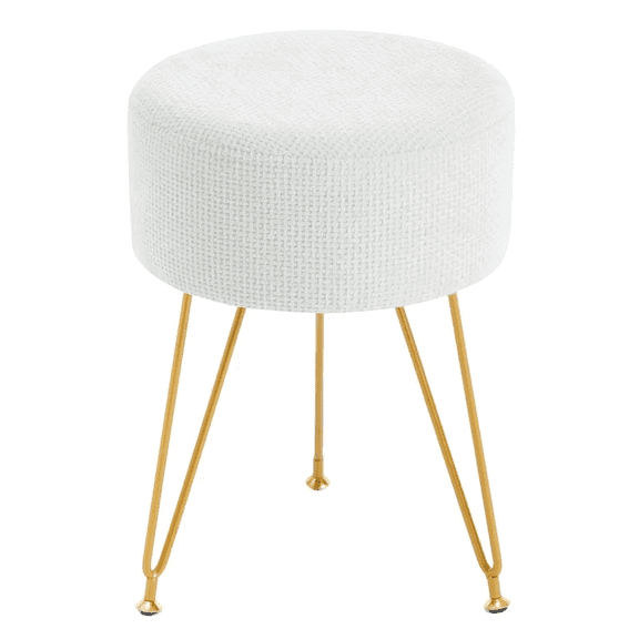 Velvet Vanity Stool with 4cm Thick Cushion, 350 lbs Heavy Duty Makeup Stool for Bedroom Bathroom Dressing Table, Round Ottoman Footrest Chair